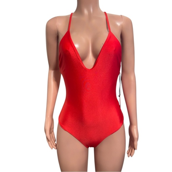 NWT JADE SWIM Women's Red All In One Piece Swimsuit - Picture 3 of 13